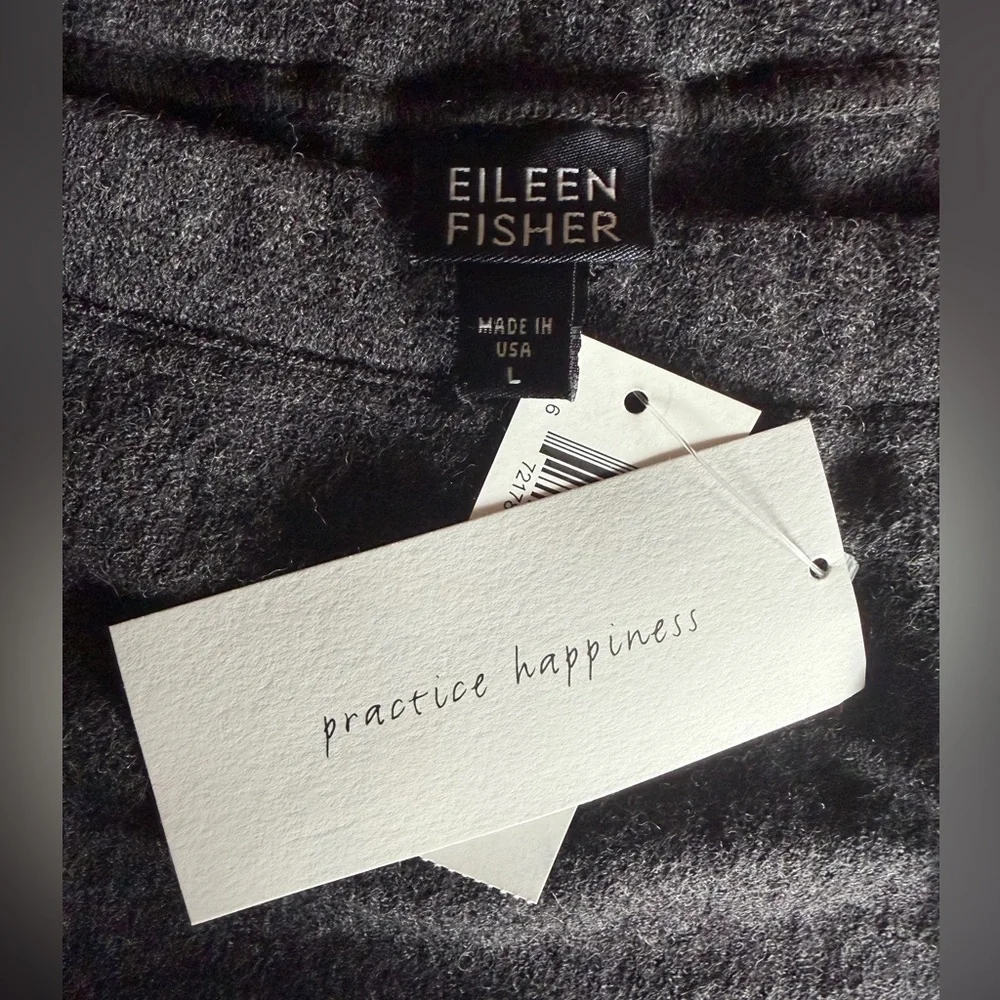 NWT Eileen Fisher Knitted Wool Crepe Straight Skirt Charcoal Gray Women’s Large - Picture 6 of 7
